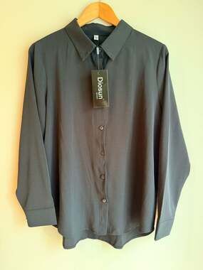 Diosun Long Sleeve Button-Down Shirt Black Size L NWT